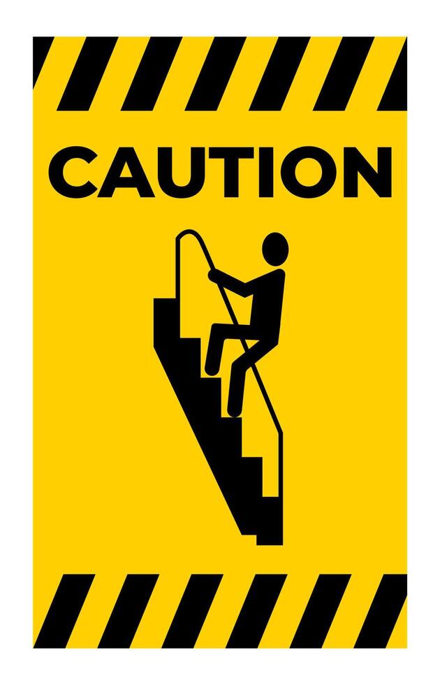 Caution Walk Down Stairs Backwards Sign vector