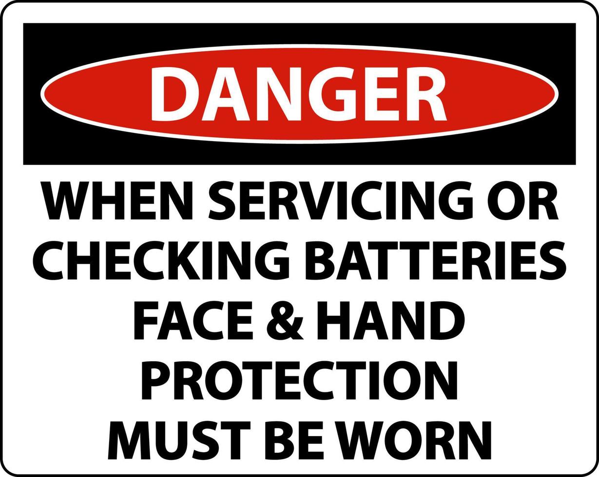 Danger When Servicing Batteries Sign On White Background vector