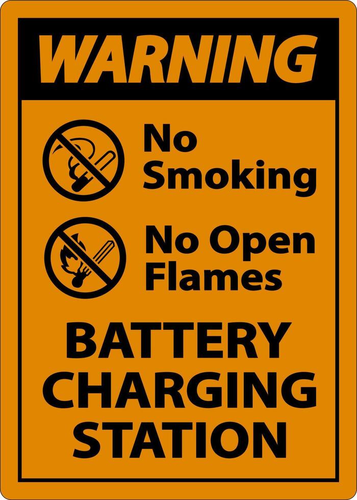 Warning Battery Charging No Smoking Sign On White Background vector