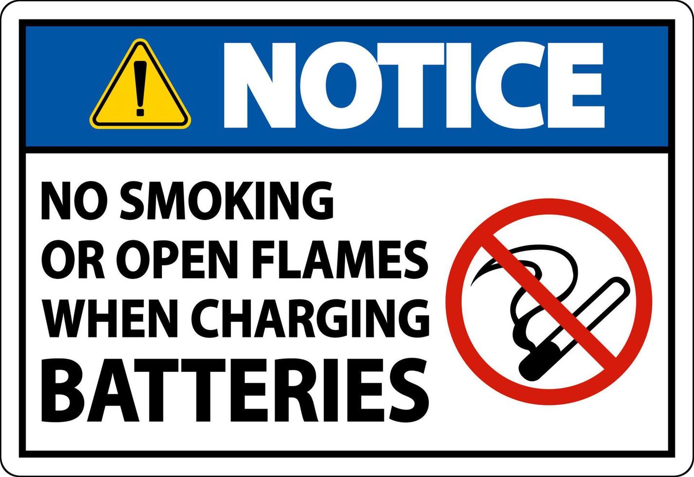 Notice No Smoking When Charging Sign On White Background vector
