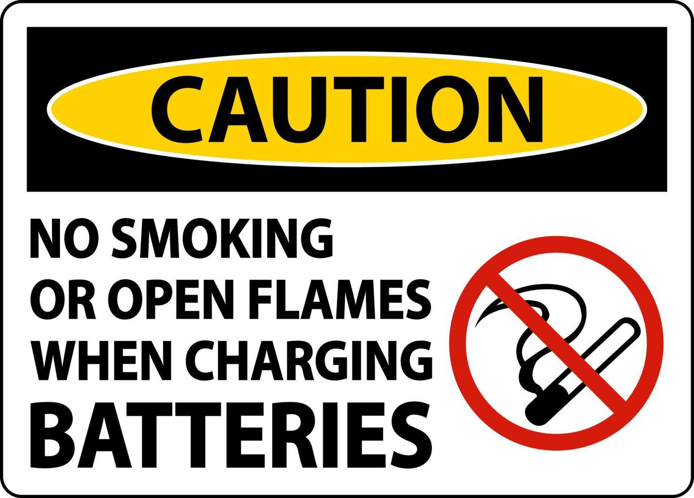 Caution No Smoking When Charging Sign On White Background vector