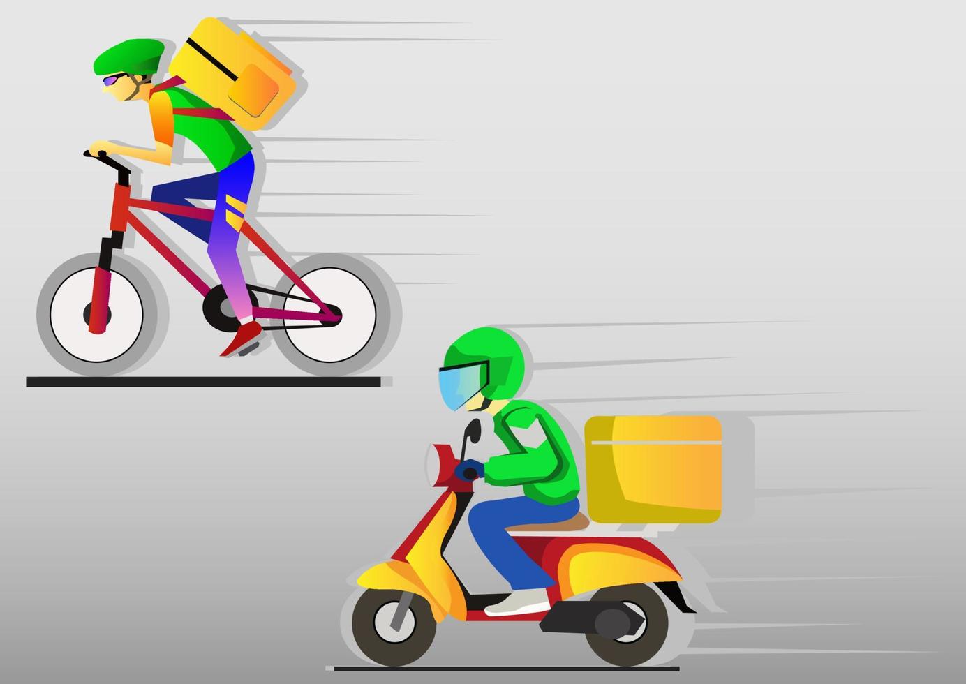 fast delivery order with motorbike and bicycle free vector