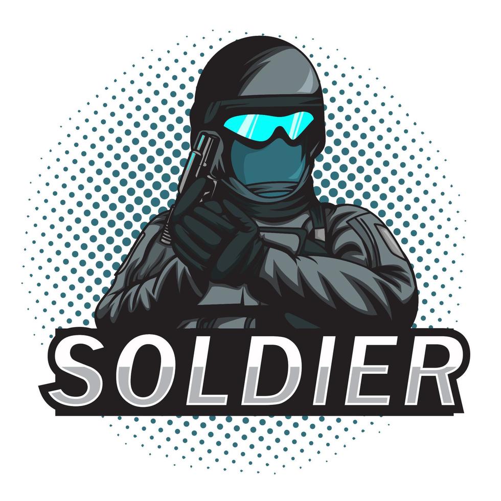 soldado, vector, ilustración vector