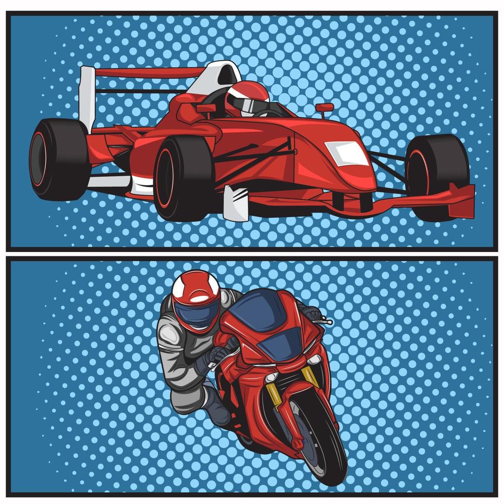Formula car and motor bike vector