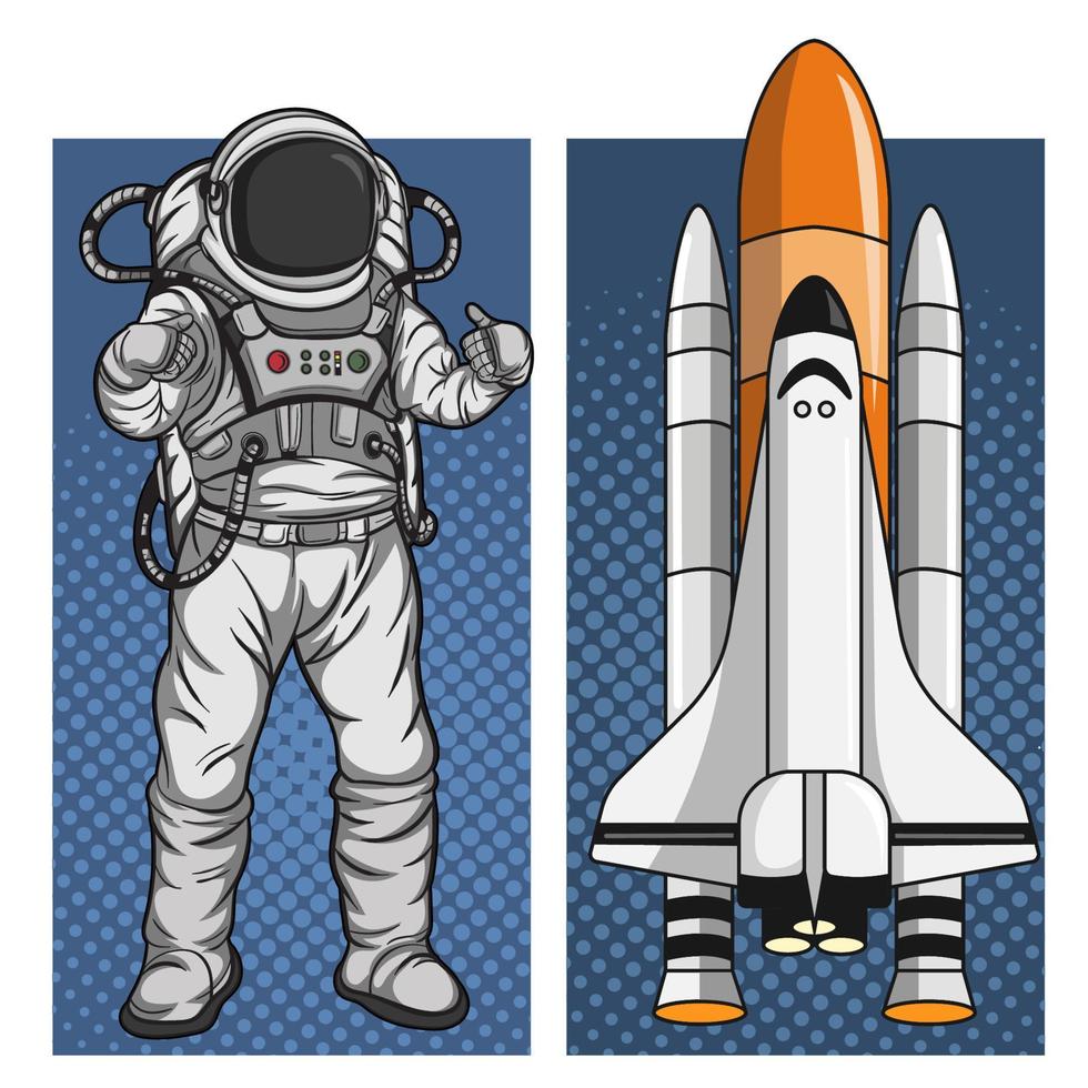 Astronaut and rocket vector