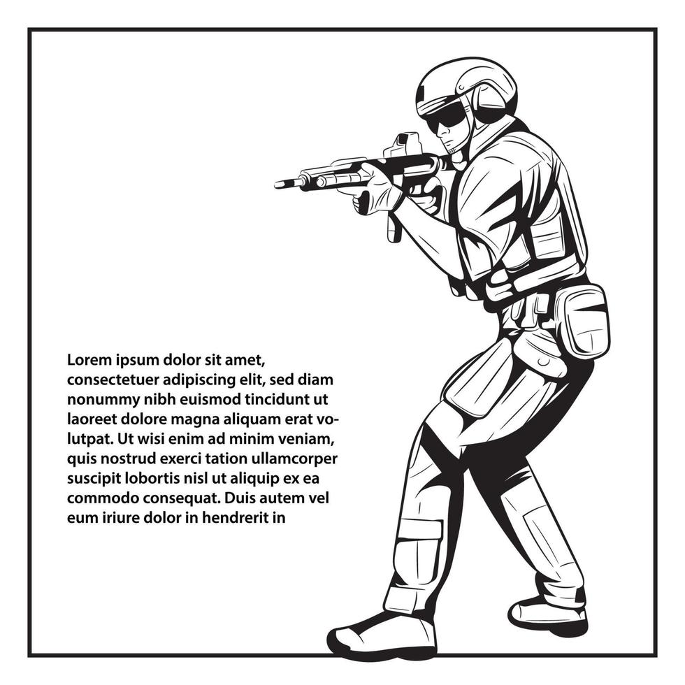 Army and weapon vector