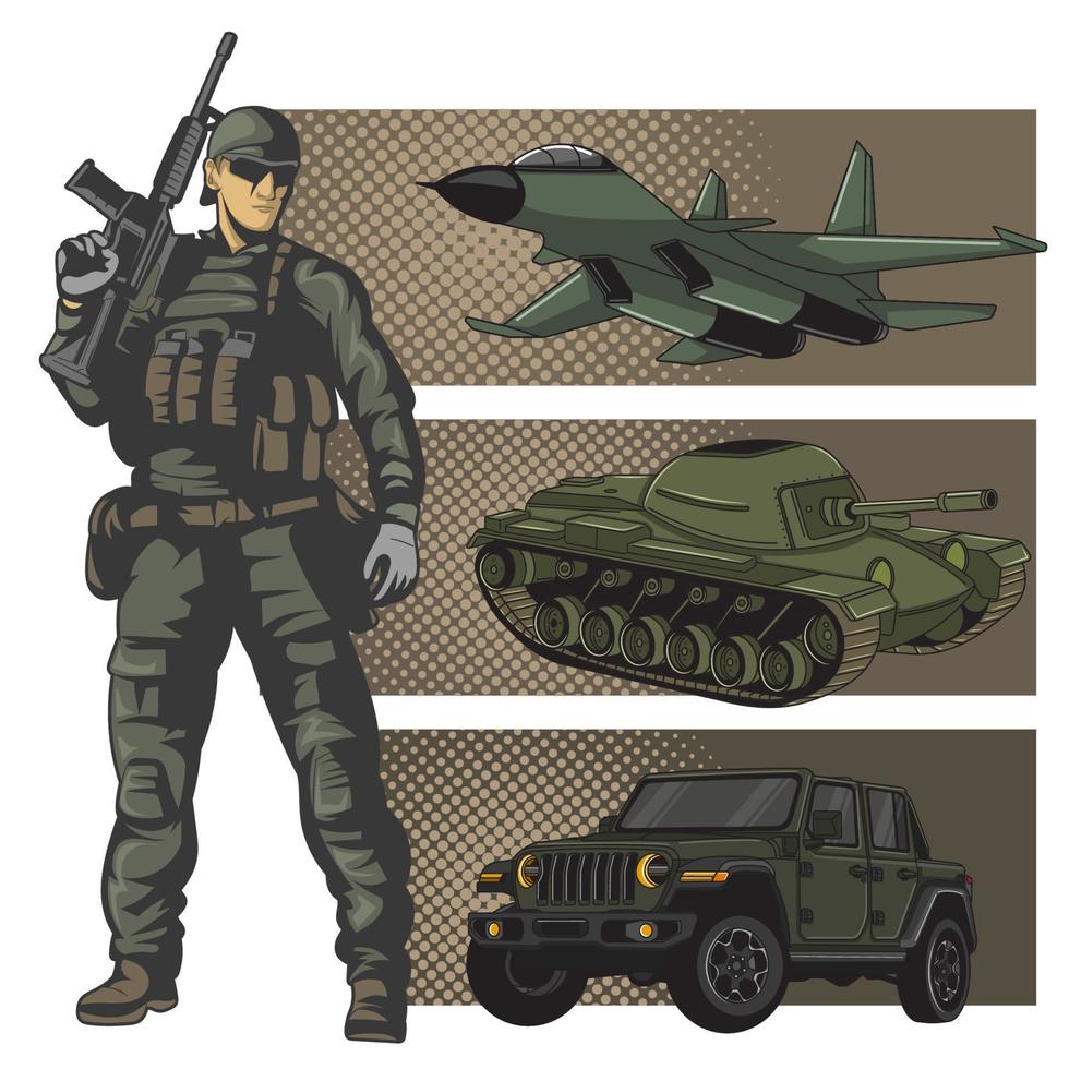 militar y transporte vector