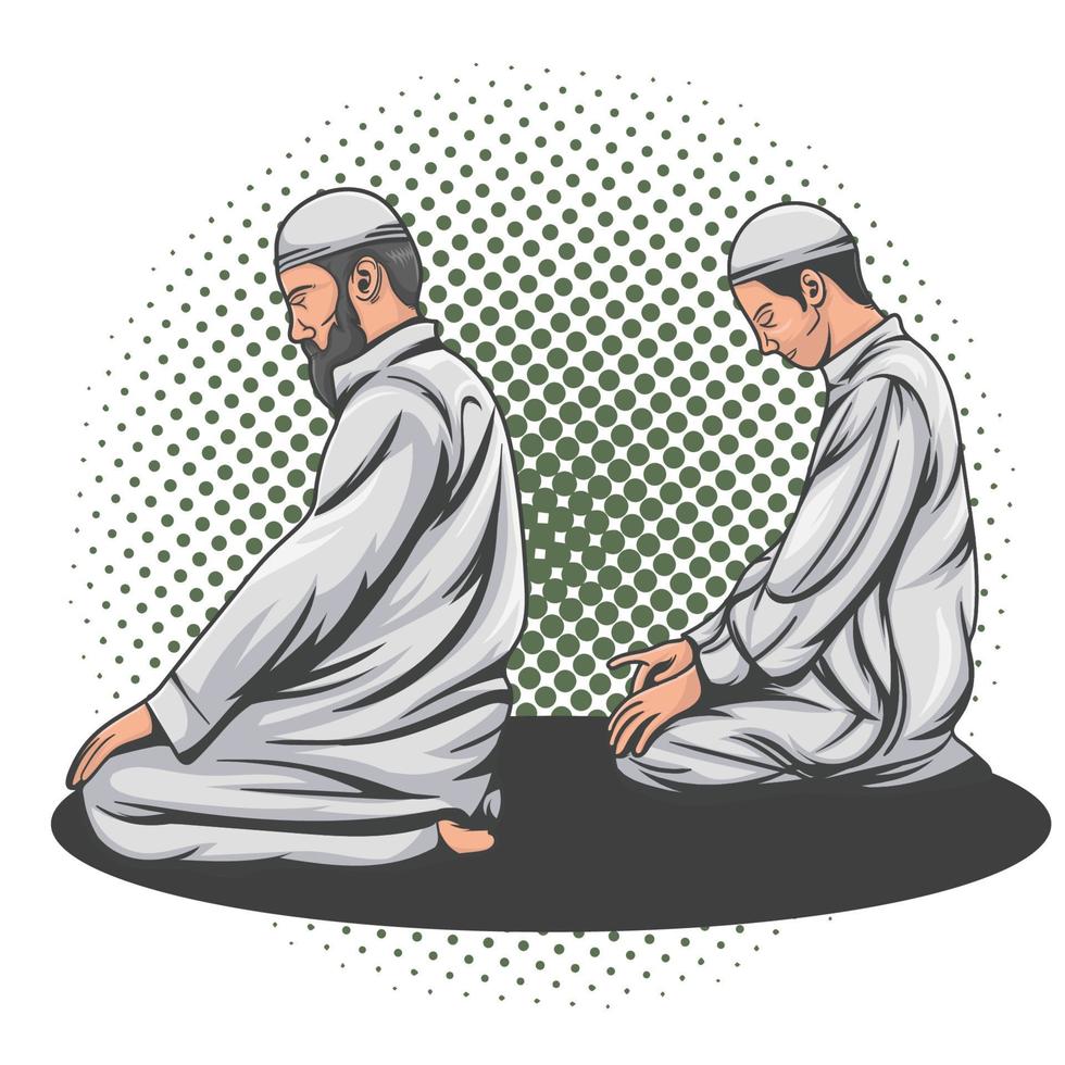 Two Moslim pray vector