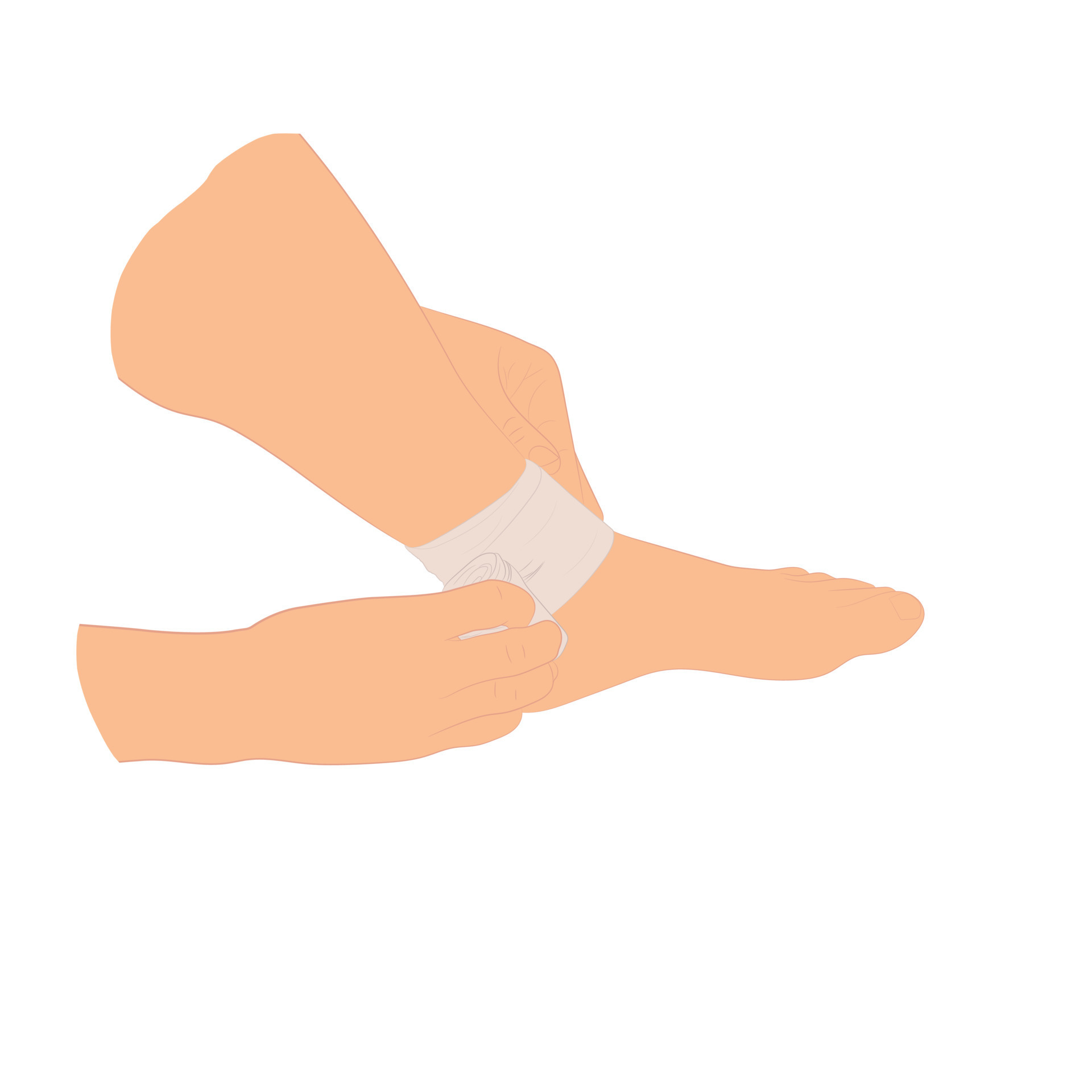 graphics image man applying compression bandage on ankle injury vector