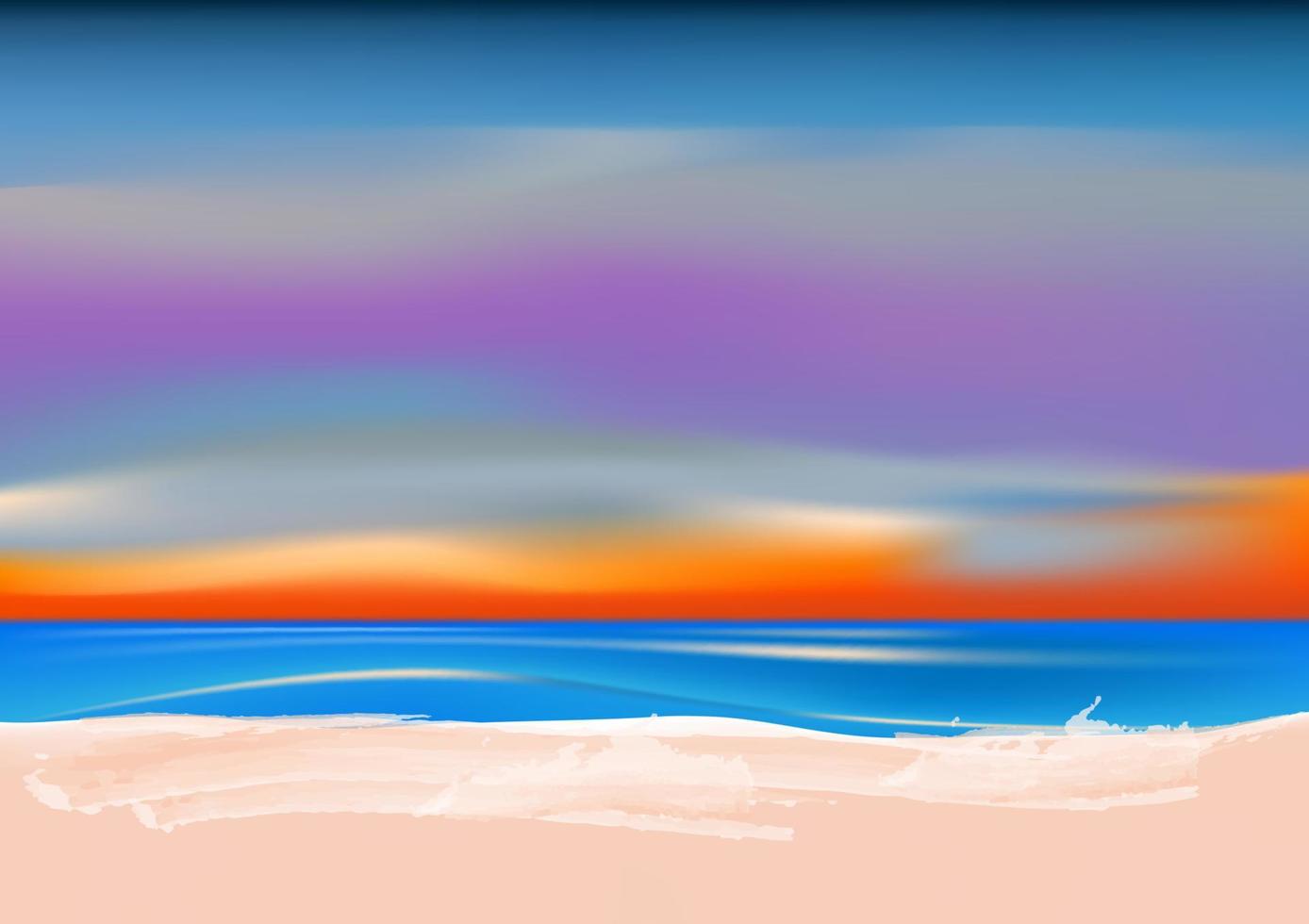graphics image drawing landscape view ocean nature outdoor and twilight silhouette after sunset vector illustration