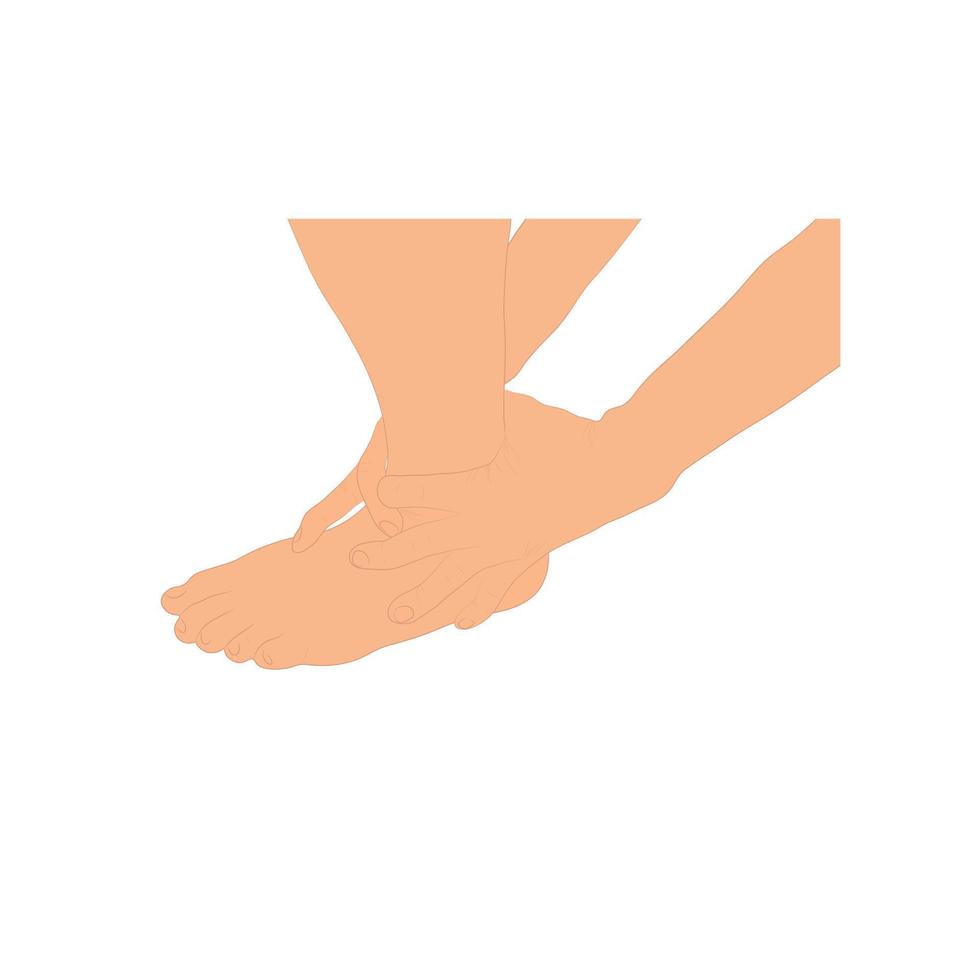 man holding ankle because Ligament in the injured ankle, graphics design  vector illustration on white background