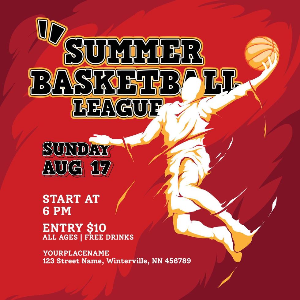 basketball summer league flyer template vector
