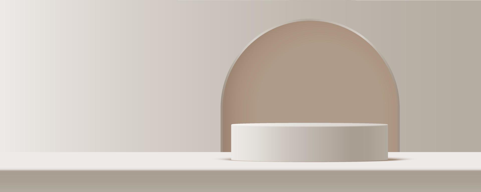 maqueta de podio de producto con fondo abstracto sobre fondo beige y blanco, ilustración vectorial 3d vector