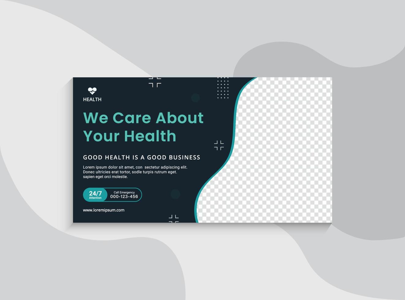 Video thumbnail for Medical healthcare and web banner template. Promotion banner design for live business workshop. Video cover for doctor. Health clinic social media health service vector layout.