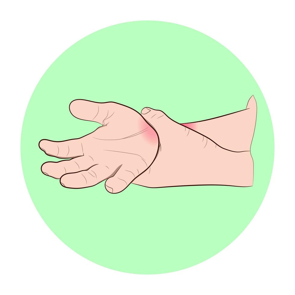 image graphics vector outline Wrist pain is often caused by sprains or fractures from sudden injuries concept health care
