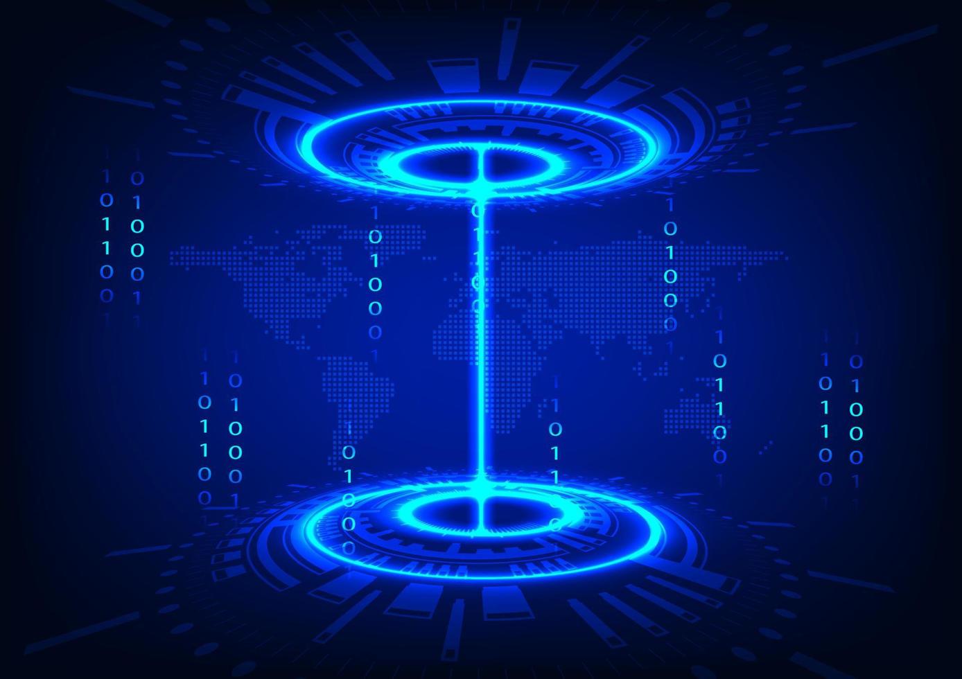 Vector illustration Hitech Technology future futurist with circuit and binary bit number 0 1, concept connection communication