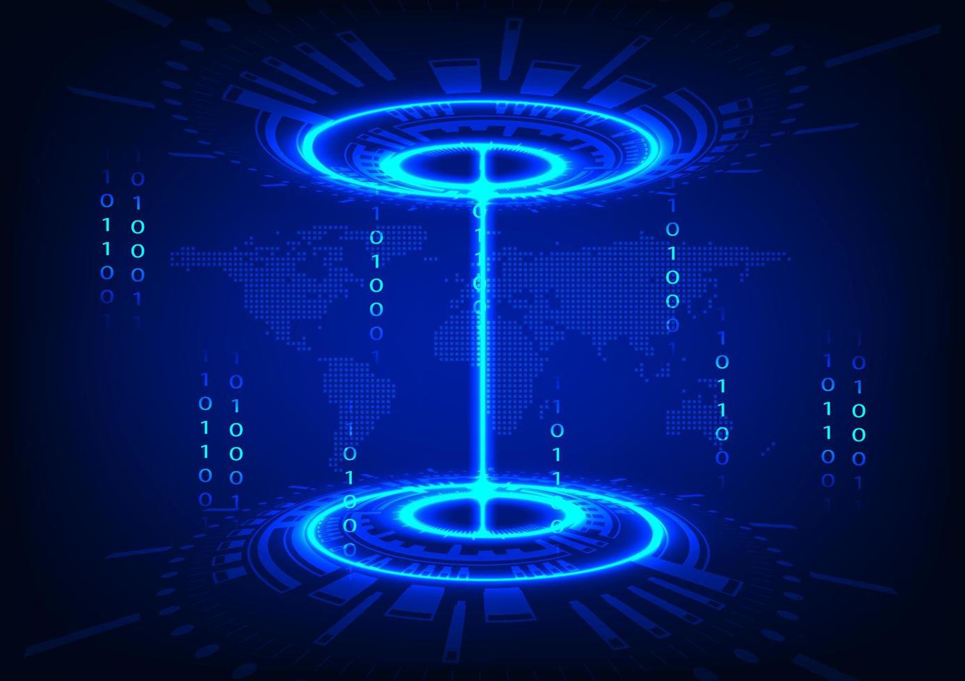 Vector illustration Hitech Technology future futurist with circuit and binary bit number 0 1, concept connection communication