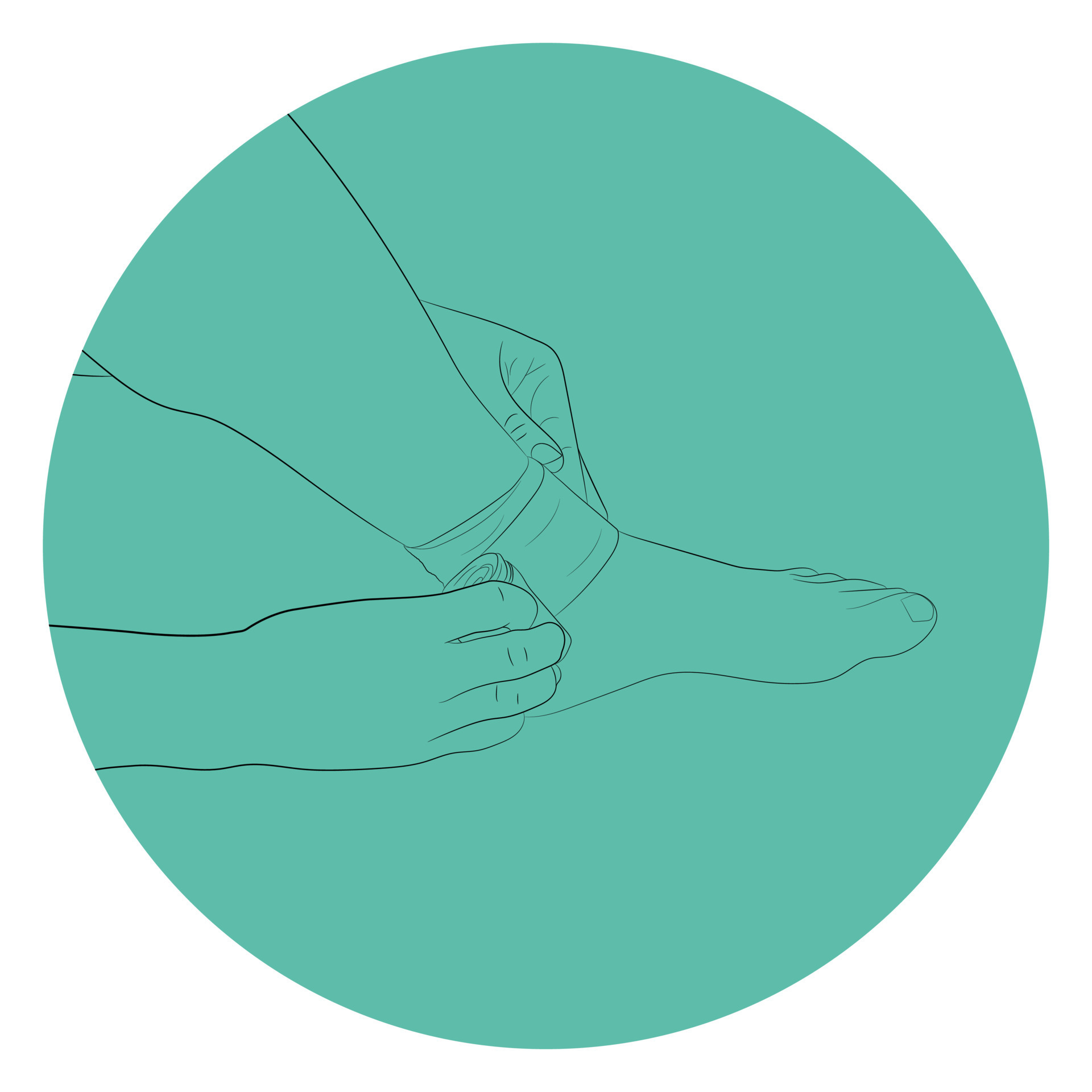 graphics image man applying compression bandage on ankle injury vector