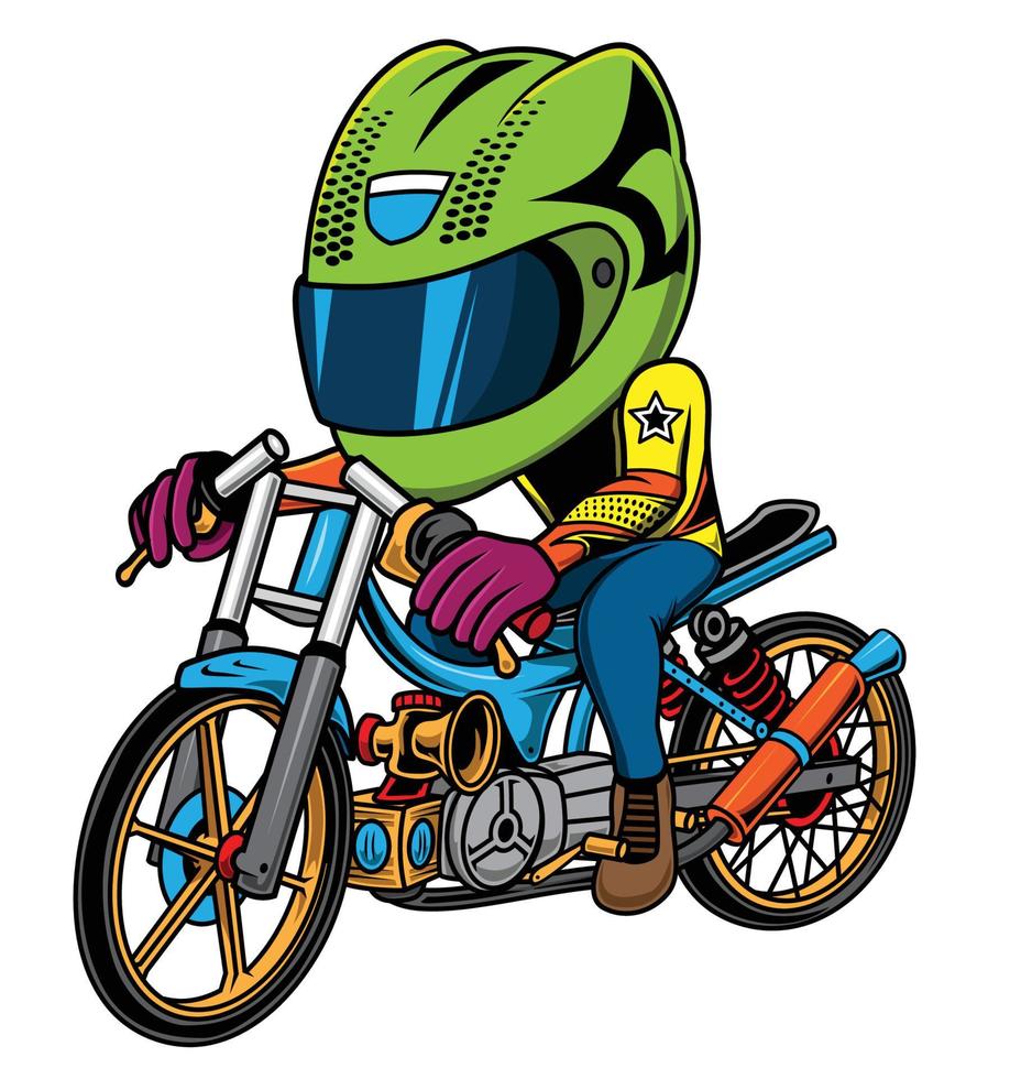 ilustración de un motociclista de arrastre vector
