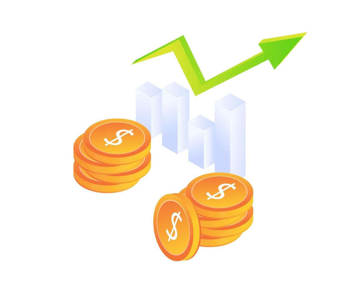 Isometric style business growth illustration vector