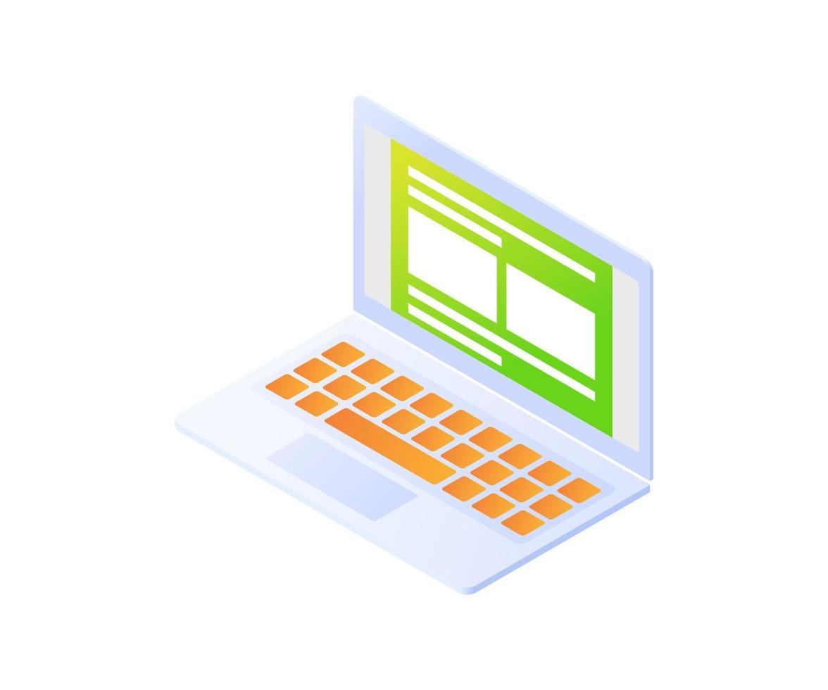 Isometric style open laptop illustration vector