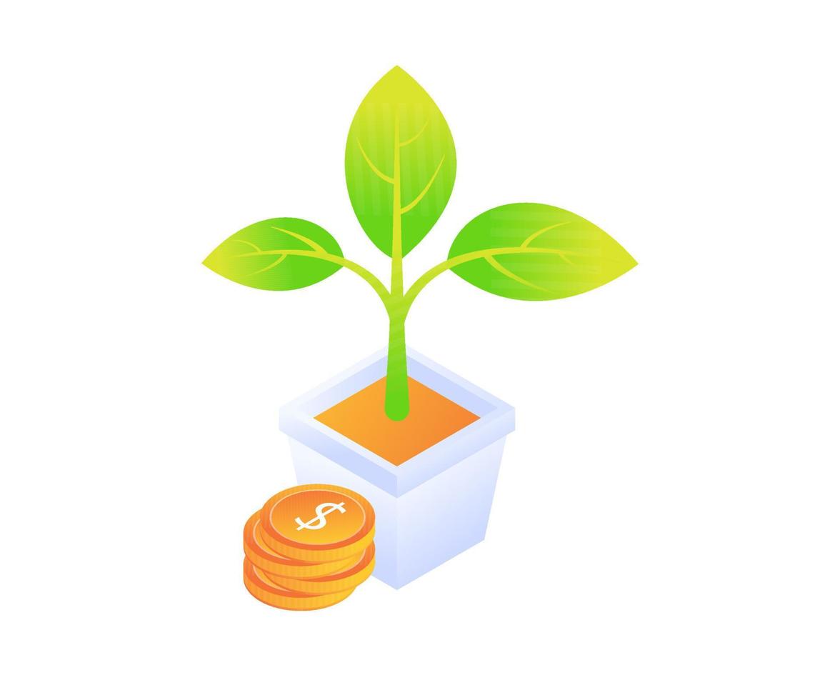 Isometric style business growth illustration vector