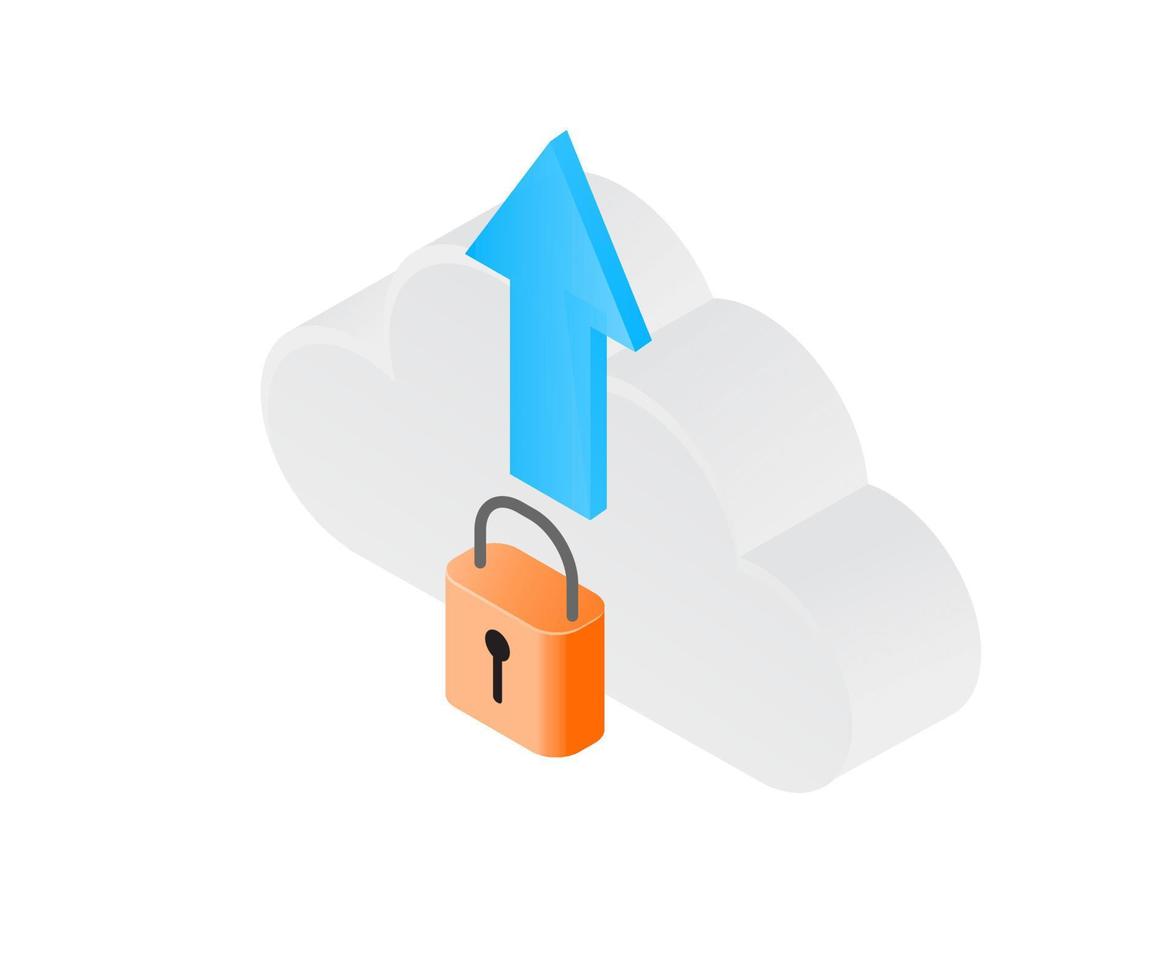 cloud storage security with digital lock vector