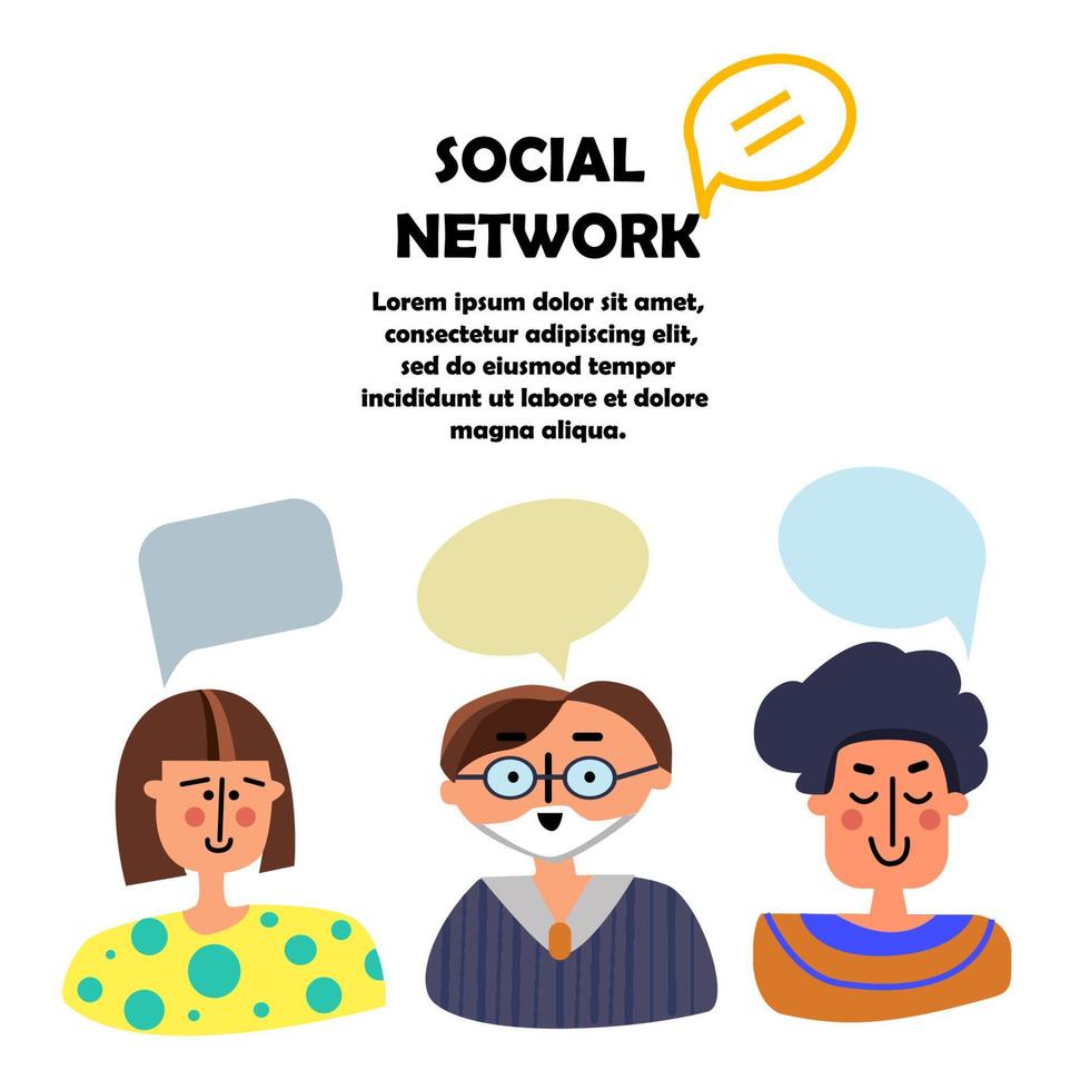 Different People with Speech Bubbles. Flat vector