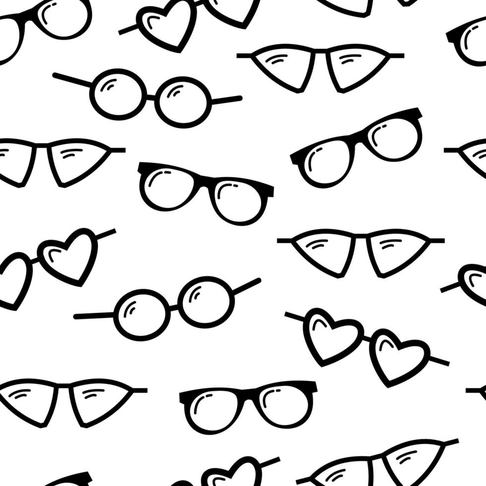 Seamless pattern of the Eye Glasses Set. Icons vector