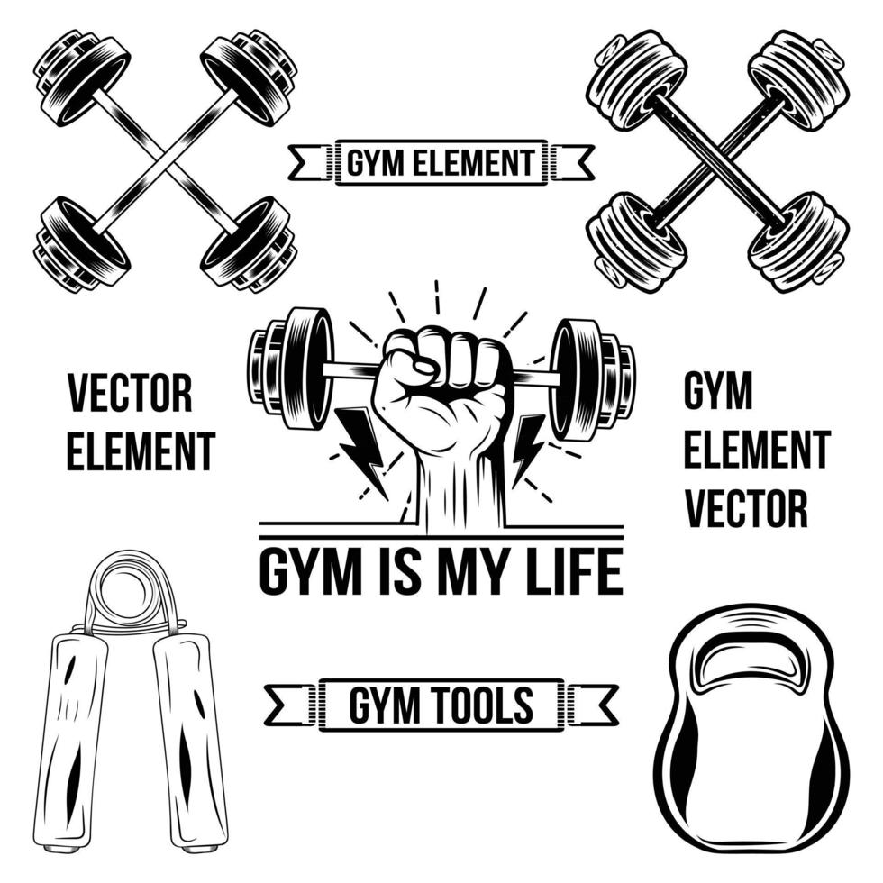 Ilustración de vector de elemento de gimnasio y fitness