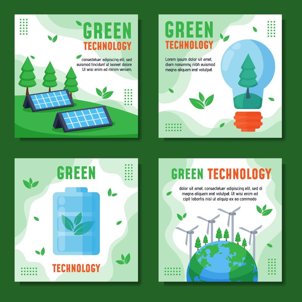 plantilla de publicación de redes sociales de tecnología verde vector