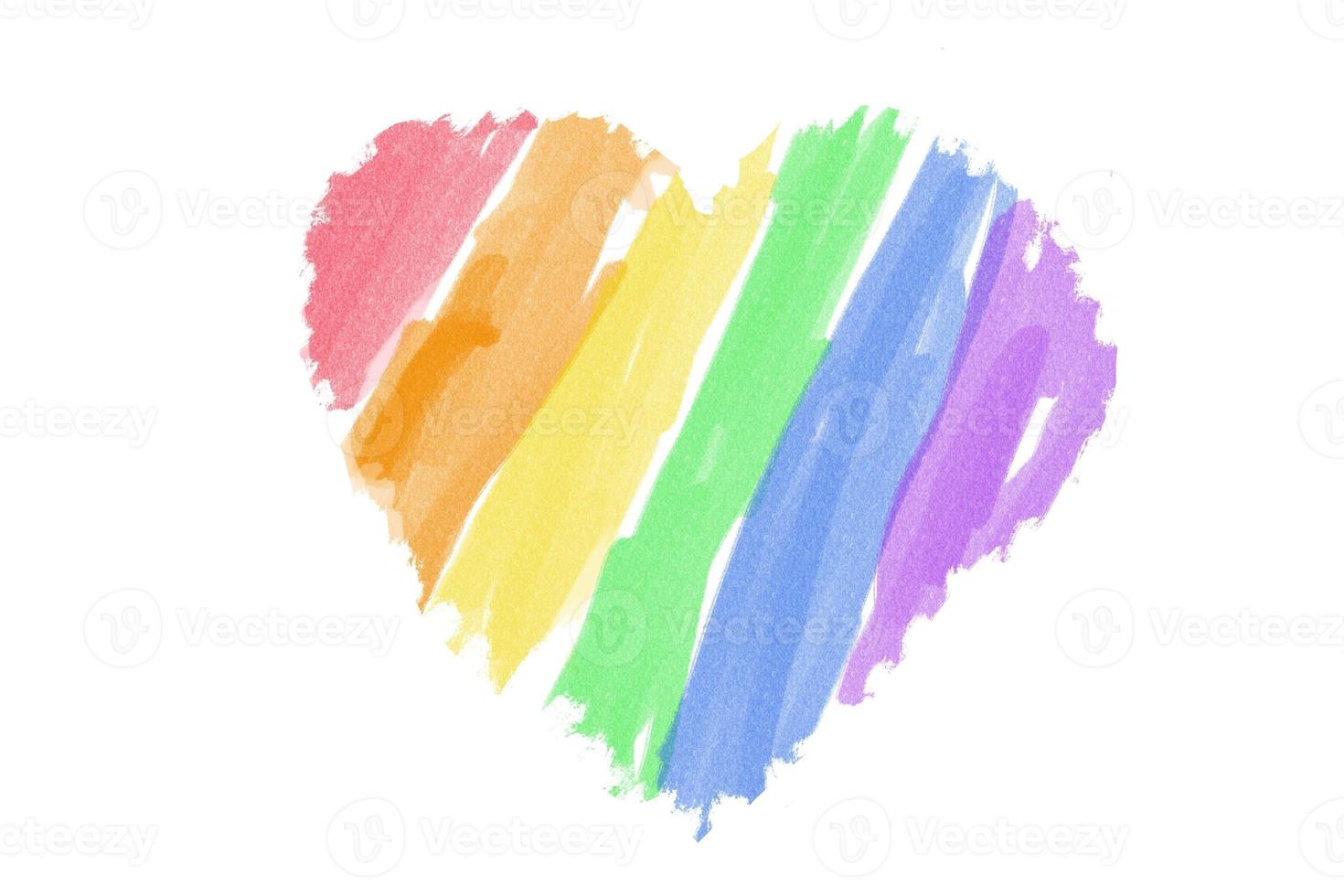 Hand drowing of rainbows stripes, heart, concepf tor lgbtqai celebrations in pride month. photo