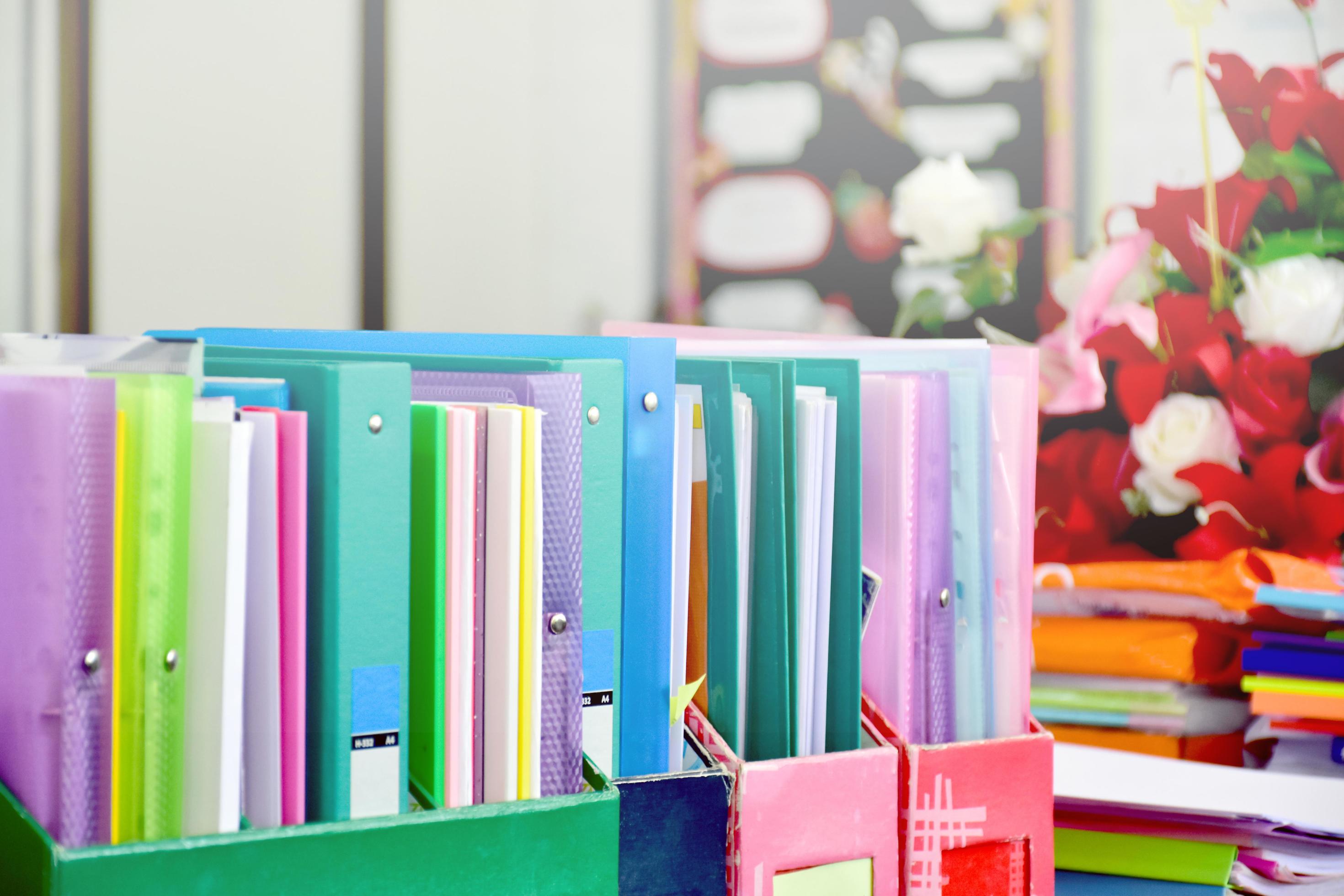 Closeup Of A File Box With Folders And Documents Inside Stock