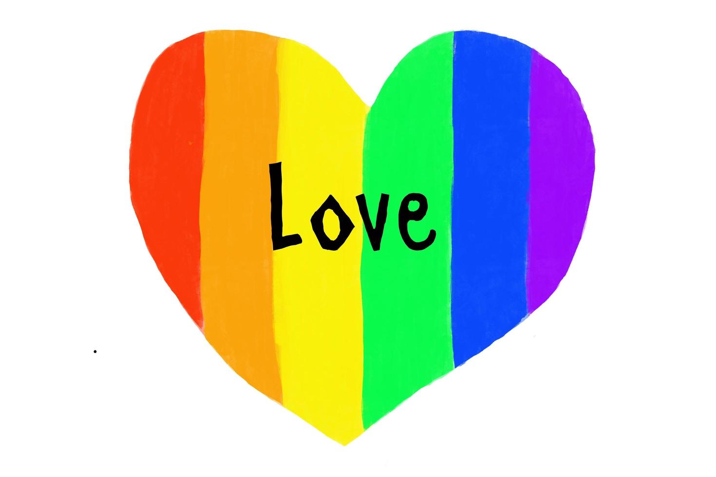 Rainbow art drawing in stripes and heart, background, lgbtqai comcept photo