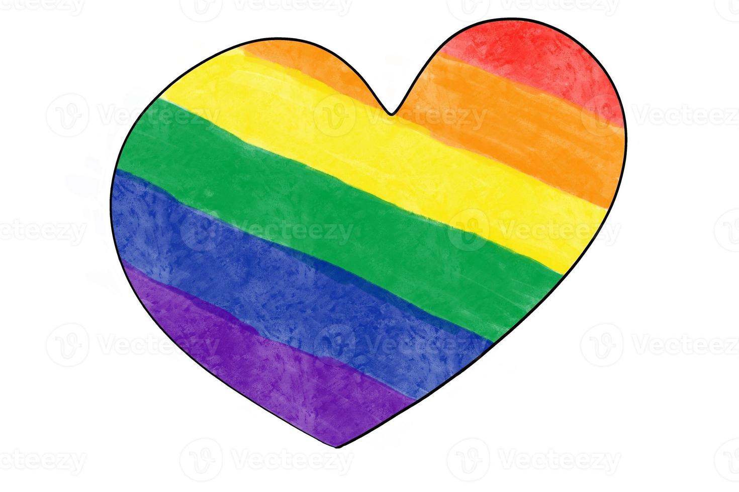 Hand drowing of rainbows stripes, heart, concepf tor lgbtqai celebrations in pride month. photo