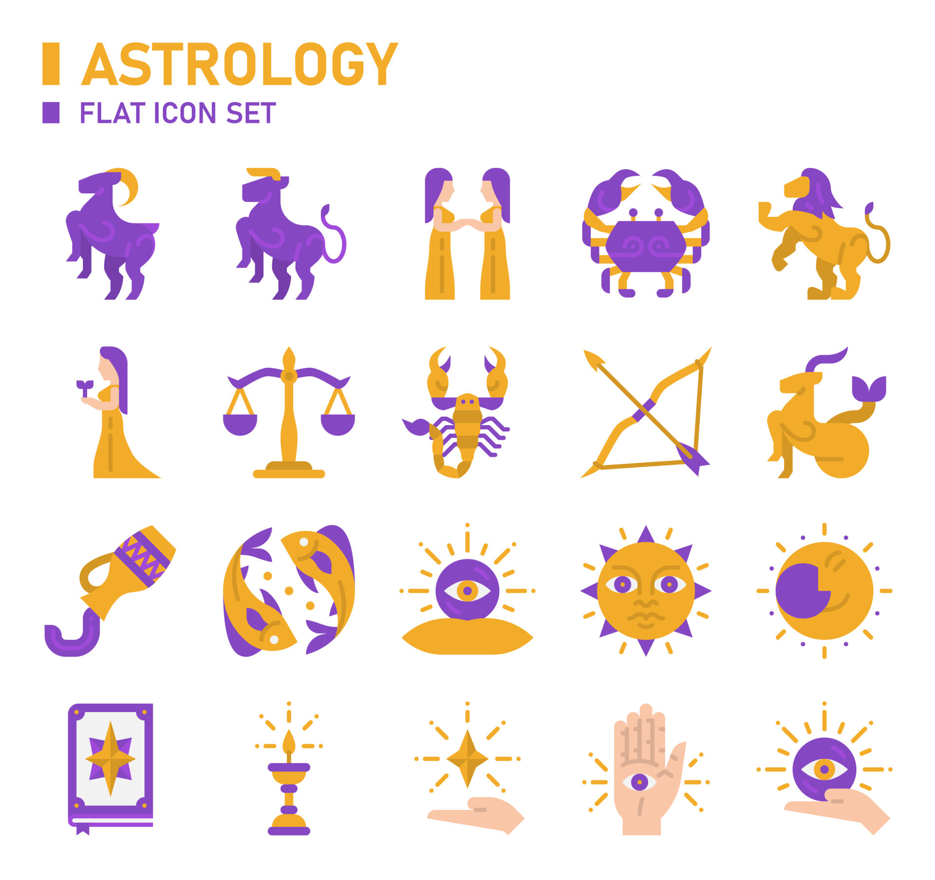 Astrology flat icon set. Zodiac icon set. 7800931 Vector Art at Vecteezy