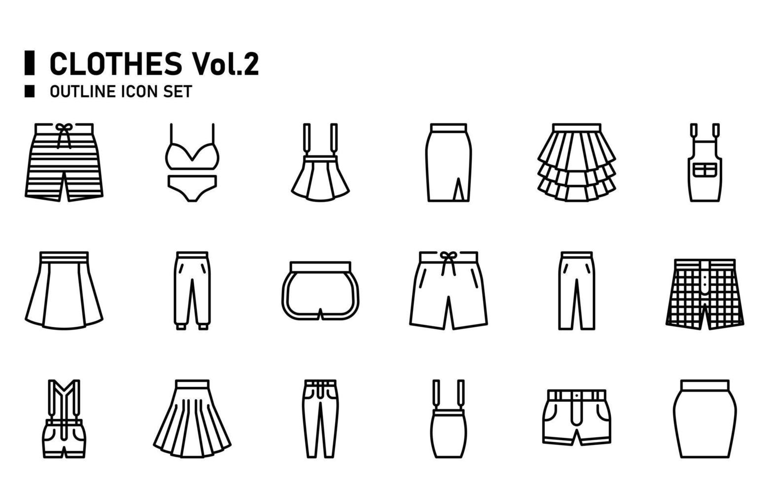 Clothes outline icon set. vector