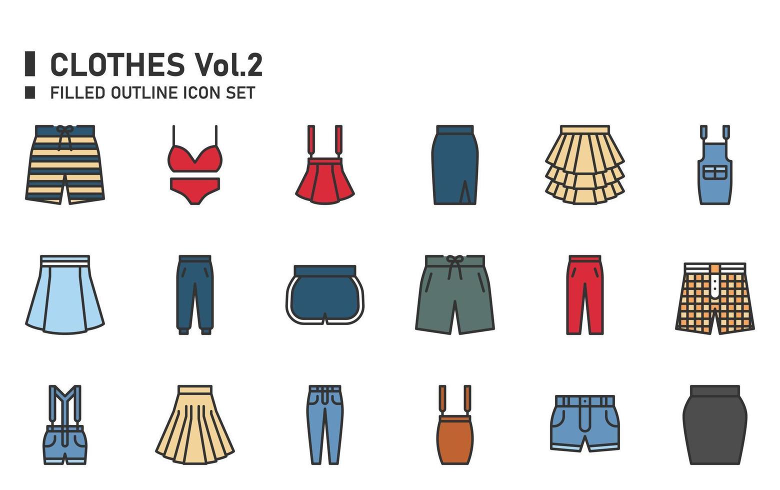 Clothes filled outline icon set. vector