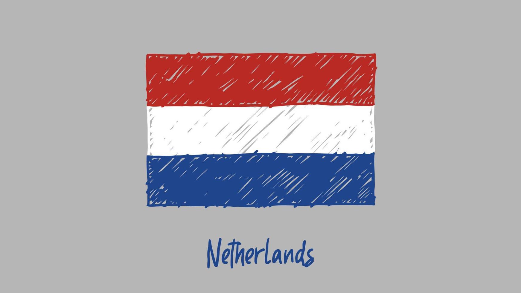vector de ilustración de dibujo a lápiz o marcador de bandera nacional de  países bajos 7800959 Vector en Vecteezy