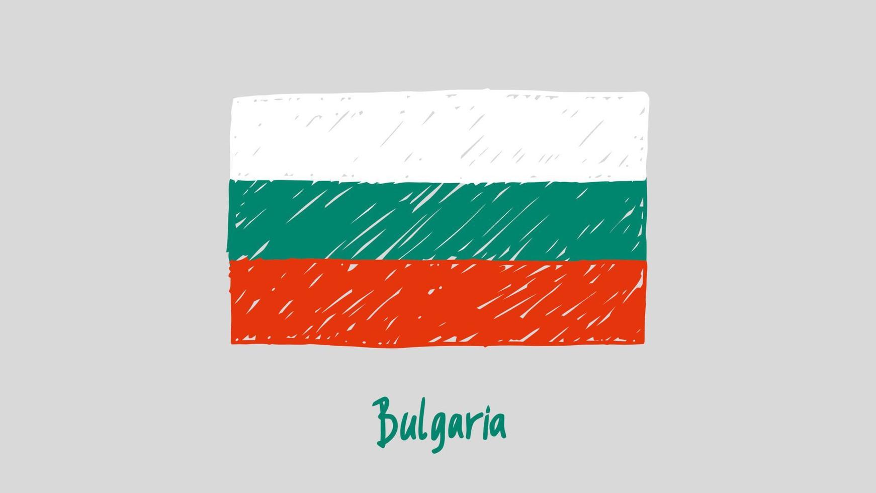 Bulgaria National Country Flag Marker or Pencil Sketch Illustration Vector