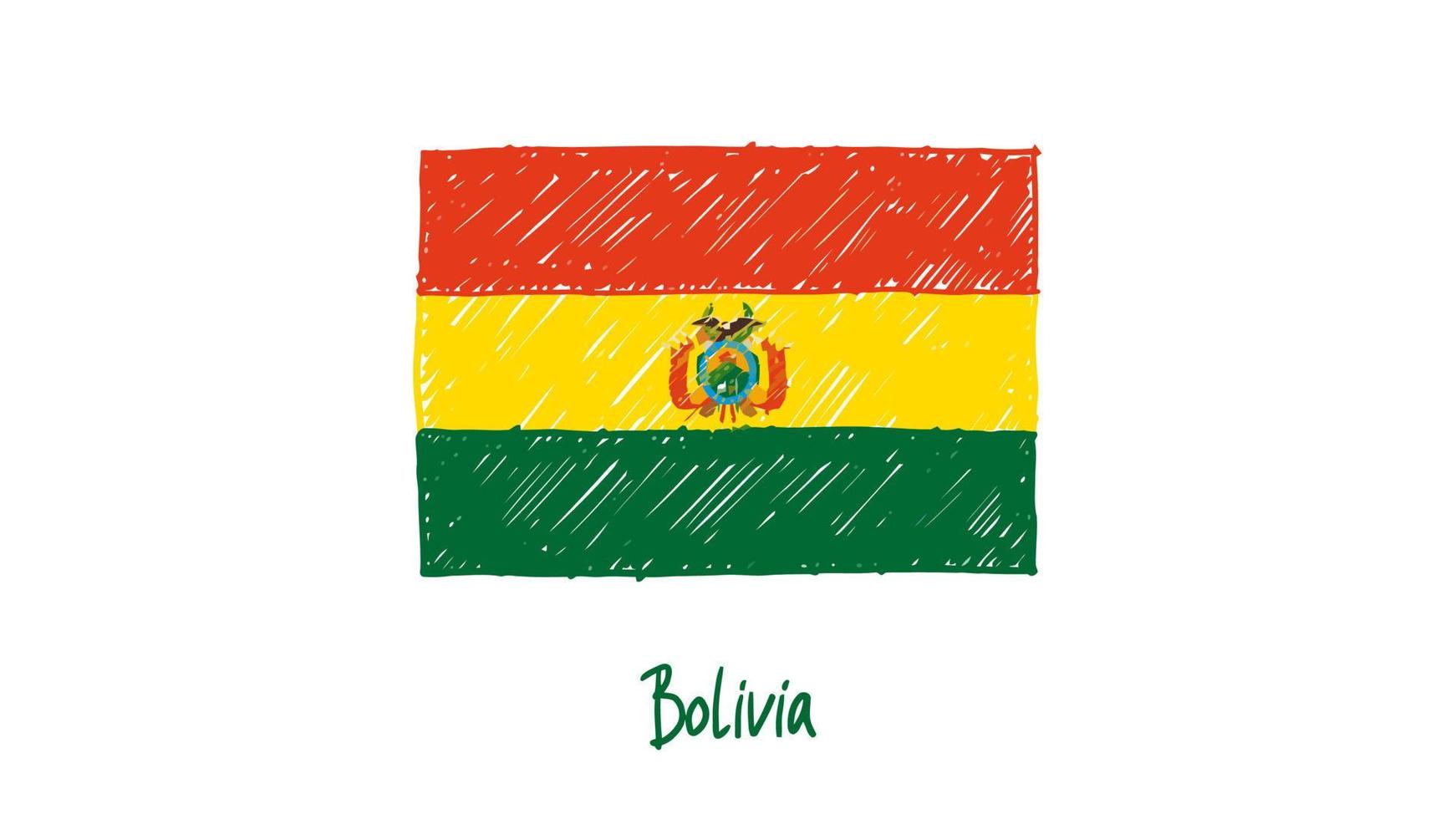 marcador de bandera nacional de país de bolivia o vector de ilustración de dibujo a lápiz