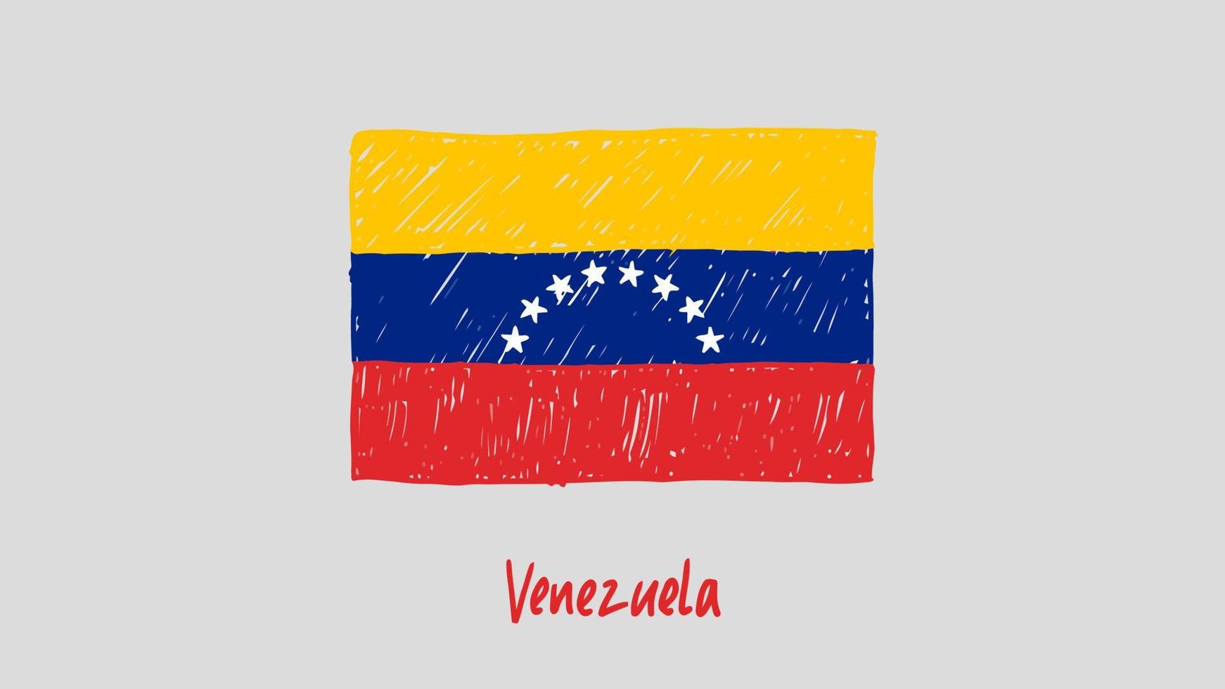 vector de ilustración de dibujo a lápiz o marcador de bandera nacional de venezuela