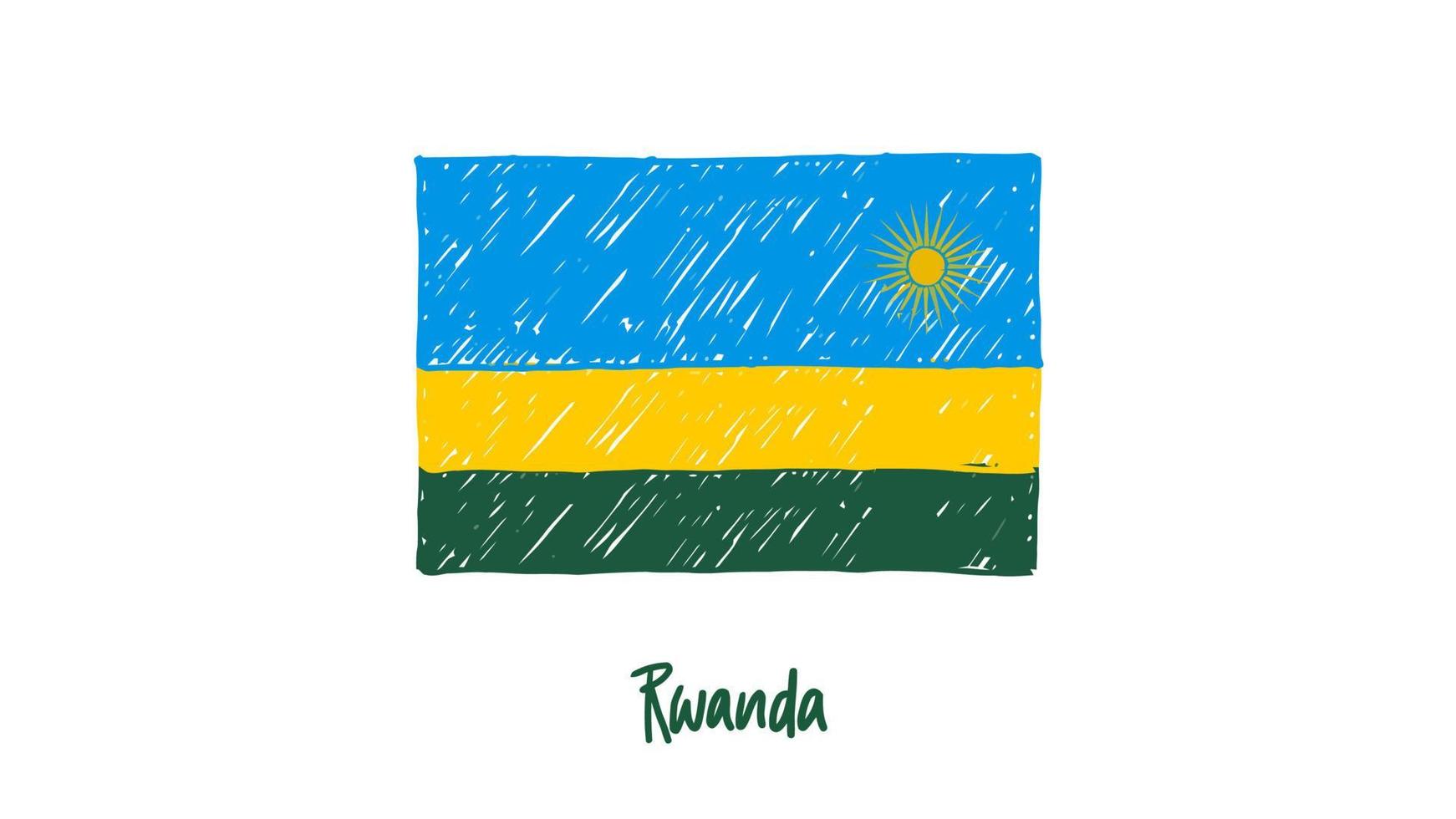 marcador de bandera nacional de ruanda o vector de ilustración de dibujo a  lápiz 7800999 Vector en Vecteezy