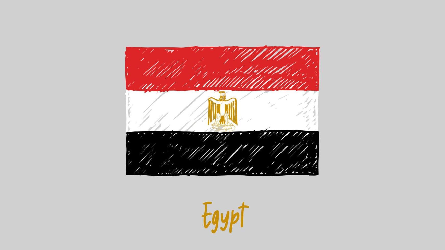 Egypt National Country Flag Marker or Pencil Sketch Illustration Vector
