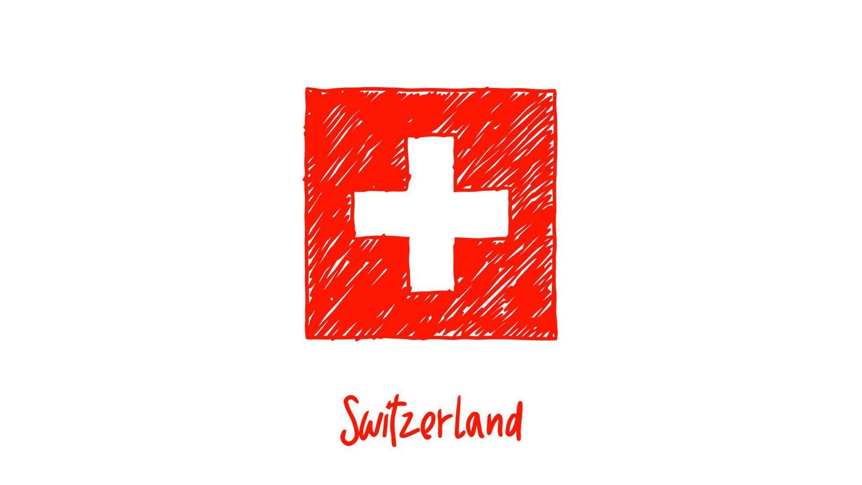 Switzerland National Country Flag Marker or Pencil Sketch Illustration Vector