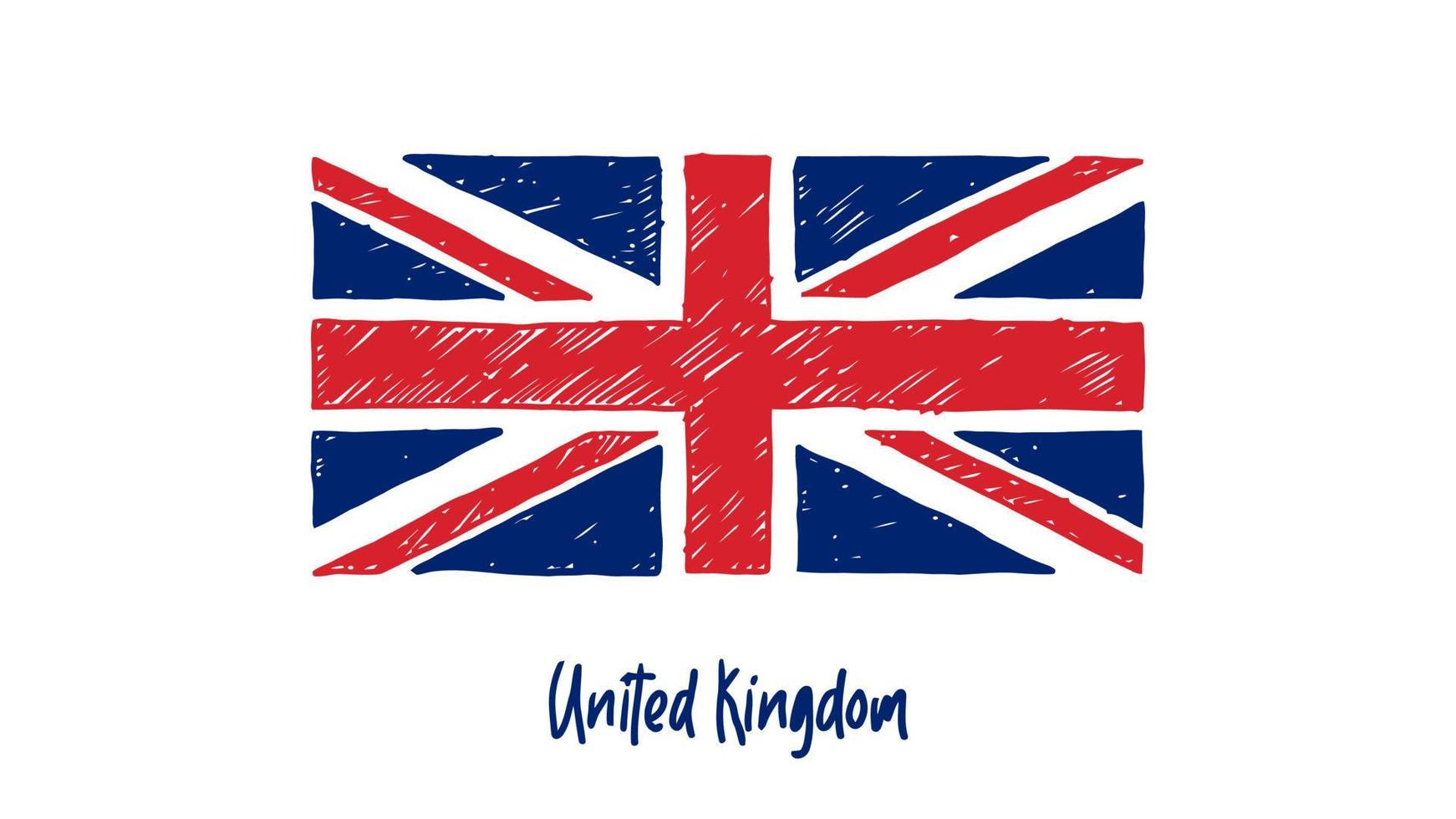 United Kingdom National Country Flag Marker or Pencil Sketch Illustration Vector