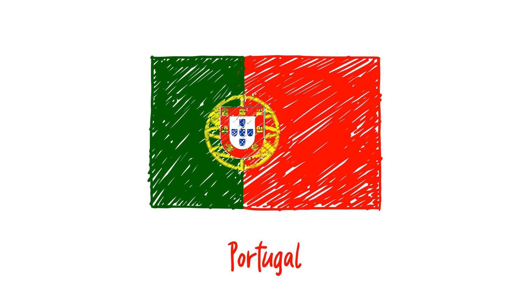 Portugal National Country Flag Marker or Pencil Sketch Illustration Vector