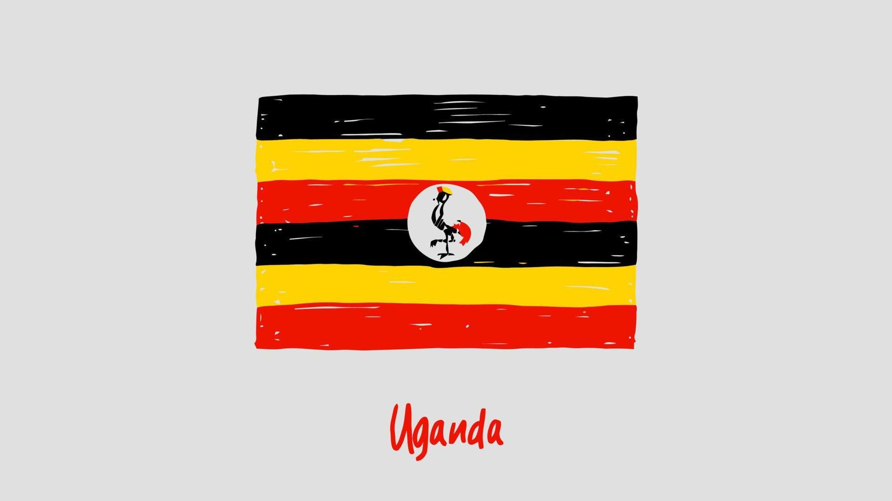 vector de ilustración de dibujo a lápiz o marcador de bandera de país nacional de uganda