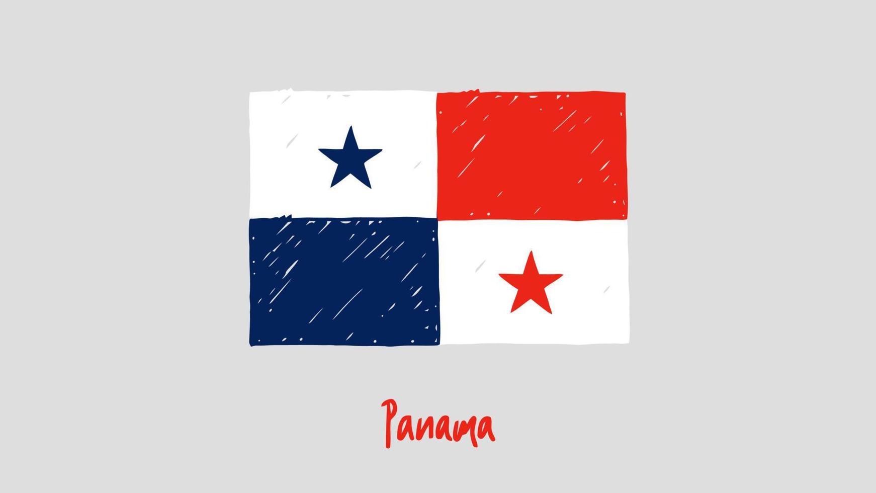 Panama National Country Flag Marker or Pencil Sketch Illustration Vector