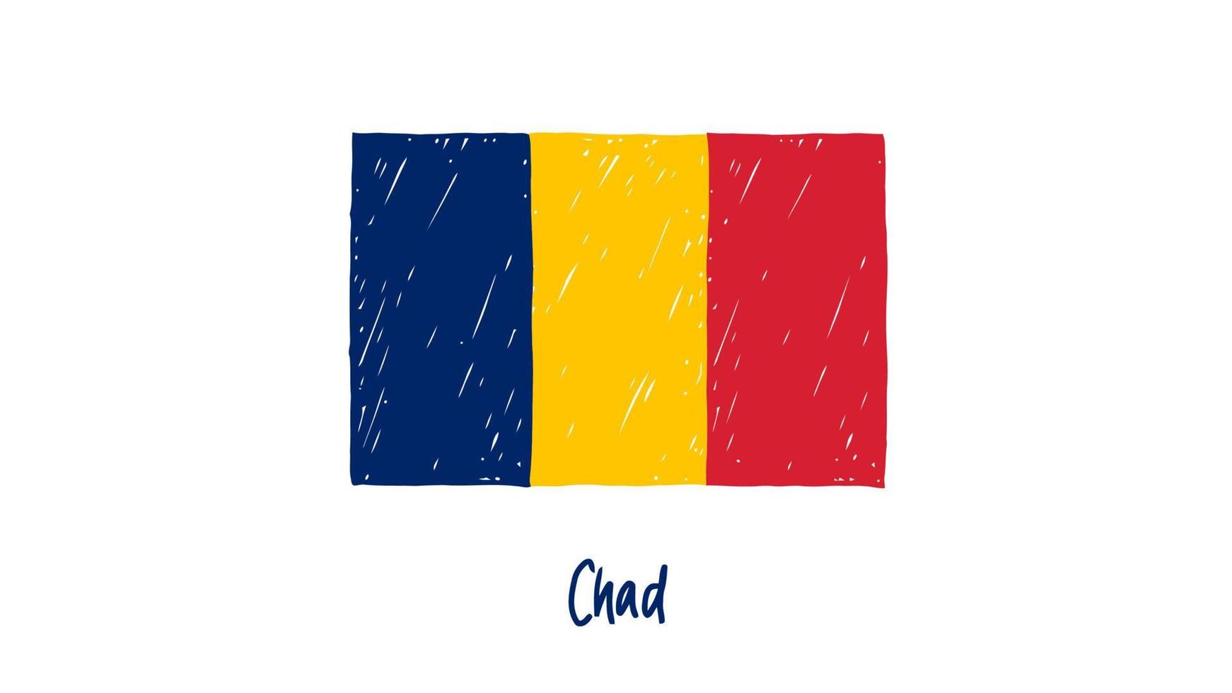 chad marcador de bandera nacional del país o vector de ilustración de dibujo a lápiz